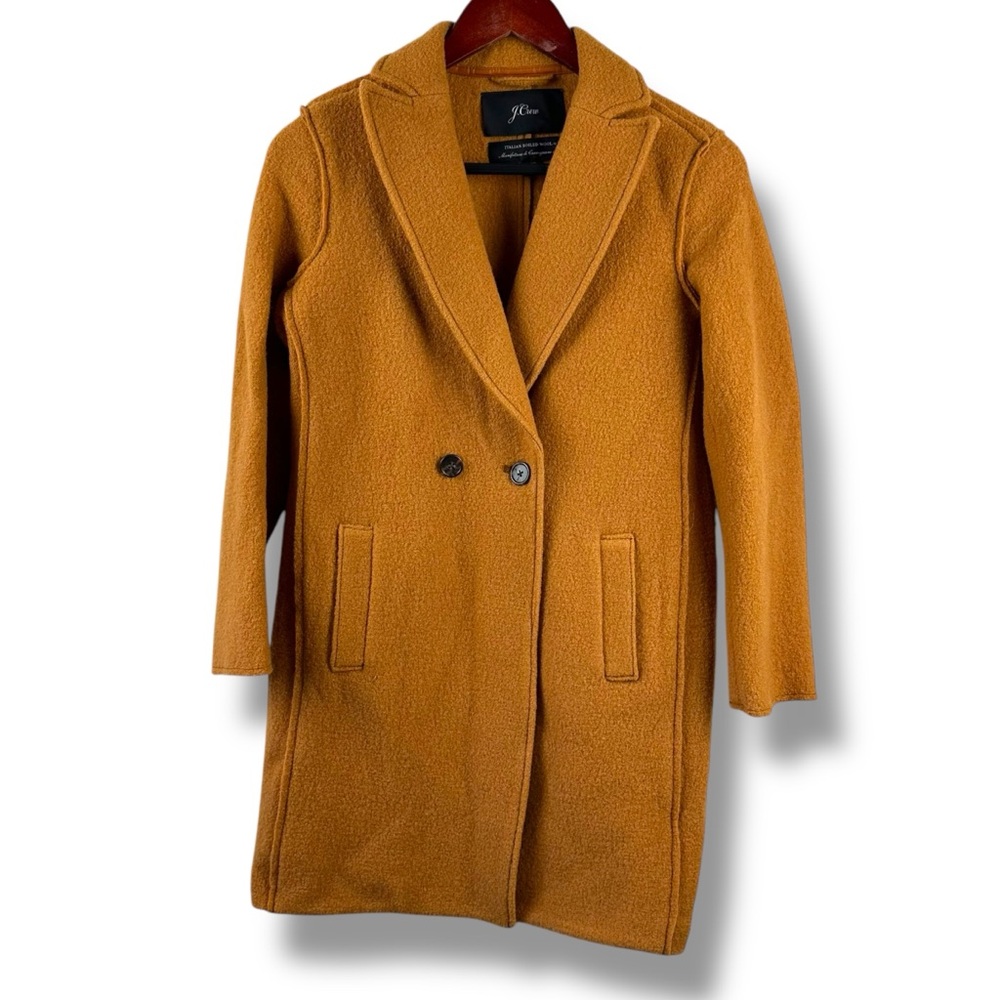 J. Crew Women's Size 00 Petite Daphne Italian Boiled Wool Coat Camel Color